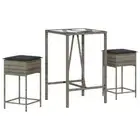 3-Piece Outdoor Bar Set Garden Patio Dining Wicker Rattan Table Stools Chairs