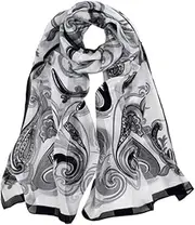 Women's Mulberry Silk Scarves Long Satin Lightweight Scarf Fashion Printing Process,B,50 * 170CM
