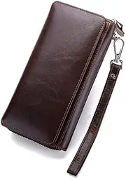 [SKUZA] Wallet,Card Bag,Durable Slim Wallet, Mens Business Multi-Card Position Clutch Wallet Purse Credit Card Holder Leather Wallets Coin Pocket (Color : Black) (Brown)