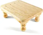 Solid Wood Bed Step Stool Super Large/Bedside Steps High Beds (Natural Finish)