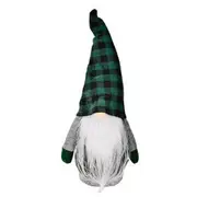 Faceless Christmas Gnome Wearing Black & Green Check Hat