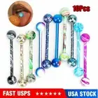 12pcs Stainless Steel Straight Bar Nipple Tongue Rings Piercing Body Jewelry