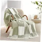 Checkered Blanket, Sage Green Throw Blanket Throw(50"x60") Checker Sage Green