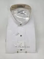 NEW XL 34/35 Men's Neil Allyn White Tuxedo Shirt Wing Collar Pleated Style 877