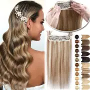 Hidden Secret Wire in Clip Weft One Piece THICK Human Hair Extensions Headband T