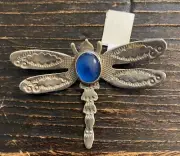 Grady Alexander Sterling Dragonfly Pin With Blue Moonstone