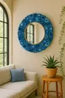 Unique Blue Agate Geode Wall Mirror - Interior Office Wall Mirror - Gift For Her