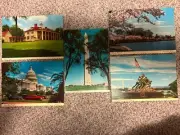 5 VtG Postcards Washington Monument Capitol Mt Vernon War & Jefferson Memorial