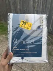 Origin 21 84-in Navy Geometric Light Filtering Back Tab Single Curtain Panel New