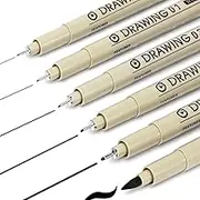 6pcs Black Micron Pen Set, Micro Fine Liner Drawing Art Pens, Micro Pen Fine Liner Ink Set, Micron Pens For Artist Illustration, Sketch Outline, Technical Drawing