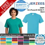 JERZEES Men Dri-Power 50/50 Short Sleeve Pre-shrunk T-Shirt Up To 5XL 29MRa