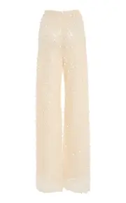 [Oscar de la Renta] Sequined Wool-Cashmere Wide-Leg Pants
