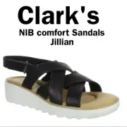 NIB CLARKS JILLIAN COMFORT LEATHER SANDALS WITH RUBBER SOLE. Slingbacks. 7.5