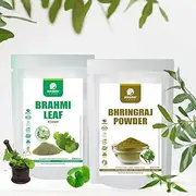 Bhringraj & Brahmi Powder Hair Care Combo 100% Natural Brahmi Bhringraj Powder (125gm + 200gm, 2 Zipper Pouches)