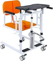 Transfer Chairs for Seniors, Portable Transfer Nursing Chair Lifter, Bathroom Bedside Commode, Hydraulic Patient Lift Transfer Chair for Home, with 180° Split Seat Orange