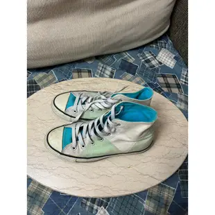 【Converse】All Star藍綠色塊拼接高筒帆布鞋 24.5cm