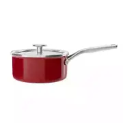 KitchenAid Steel Core Enamel 16cm 6.5" / 1.3L Saucepan w/ Glass Lid, Empire Red