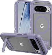 [HYAUUcase] Magnetic Compatible with Google Pixel 8 Case, [Built-in Invisible Kickstand][Support Wireless Charging] [Military Grade Shockproof] Slim Matte Phone Cover,Light Purple