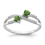 14k White Gold Two-stone Peridot and Real Diamond Ring