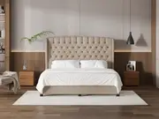 My Style Winged Headboard & Slimline Base - Super King / Natural / Drawer Base