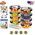 Durable 16pc Airtight Glass Food Containers - Ideal for Leftovers & Meal Prep