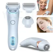 Electric Razors for Women 2 In 1 Bikini Trimmer Face Shavers Hair Removal for Underarms Legs Ladies Body Trimmer IPX7 Waterproof-Blue