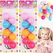 8 Pcs Large Bobble Ponytail Holders - Hair Ties with Balls for Girls, Kids, and Toddlers (Light Pink/Sky Blue/Orange/Hot Pink)