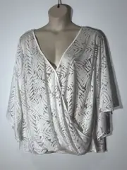 Sheer White 3/4 Sleeves Long Top / Tunic Size 24 Viscose Mix Autograph New/ Tags
