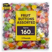 Assorted Fruit Buttons Hard Candy - 2 Pounds Approx 160 Pieces Assorted Candy -