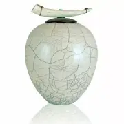 Large/Adult 200 Cubic Inches White Ceramic Raku Funeral Cremation Urn for Ashes