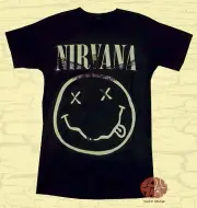 New Nirvana In Utero Smile Classic Grunge Black Vintage Mens T-Shirt