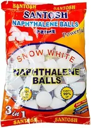 Santosh Brand Naphthalene Moth Balls Snow White Fine Quality (200g Total (1 Packet))
