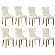 Oikiture 8x Velvet Dining Chairs Upholstered French Provincial Tufted Beige