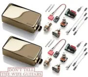 EMG 81 + 60 GOLD ACTIVE SOLDERLESS HUMBUCKER PICKUP SET SHORT SHAFT POTS & WIRES