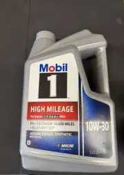 Mobil 1 High Mileage Advanced Full Synthetic Motor Oil 10W-30 5 Quart Qts 4.73L