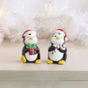 2 sets of Cracker Barrel Christmas Penguins, Reindeer Mini Salt & Pepper Shakers
