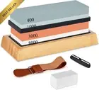 4 Grit Whetstone Knife Sharpening Kit Bamboo Strop Guide