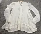 HIGH-Everyday Couture Womens Italian Top Sz M Ivory High-Low Semi-Sheer NWT