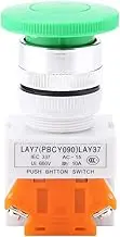 Respicefinem Auto Reset Green Mushroom Push Button Momentary Switch 22mm Mount Ideal for Control in Electrical Circuits Such As Electromagnetic Starter or Relay Made of Durable