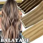 THICK Skin Weft 100% Russian Mini Tape In Human Hair Extensions Full Head Remi