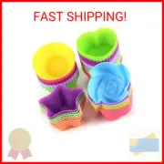 LetGoShop Silicone Cupcake Liners Reusable Baking Cups Nonstick Easy Clean Pastr