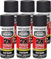 Rust-Oleum 2X Acrylic Enamel Top Coat Spray Paint, Flat Black, 311 g (Pack of 6)