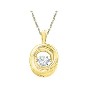 10k Yellow Gold Round Diamond Twinkle Moving Solitaire Pendant 1/4 Cttw