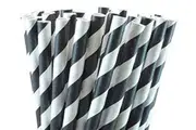 50 Pack Black White Drinking Straws Biodegradable Eco Paper Birthday Party Event Bistro Bar Cafe Take Away