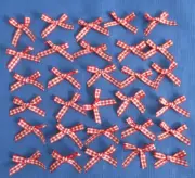 #69 Lot-30 1.25" Mini Bows Ribbon Red/White Gingham Check Scrapbook DIY Crafts