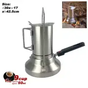 2 In1 Camping Stainless Steel 9Cup Pot Moka Coffee Maker Italian Espresso Kettle