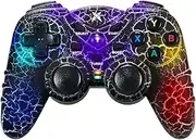 NBCP Light-Up Wireless Controller for PC - Black Crack Custom Design with RGB LED Lights, Turbo Function, Luminous Mode, Compatible with Windows 7/8/10/11 & Steam