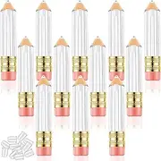Blulu 20 Pieces Pencil Empty Lip Gloss Tubes Containers Clear Mini Refillable Lip Balm Tubes Cute Pencil Shaped Oil Bottles for Graduation Gifts Women Girls DIY Keychain, 5 ml