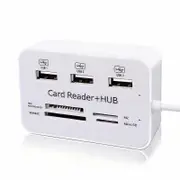 Microdrive 7-In-1 Usb Card Reader Hub - Compatible With Micro Sd, Sd Cards & Flash Drives White
