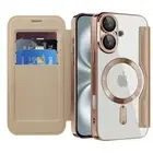 For iPhone 16e 15 14 13 12 Pro Max Clear Magnetic Cover Wallet Leather Flip Case